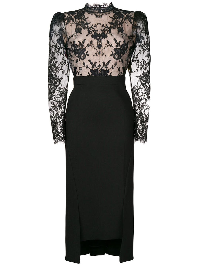 lace detail fitted dress