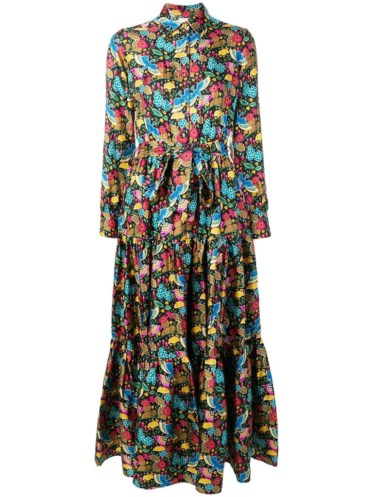 printed maxi shirt dress