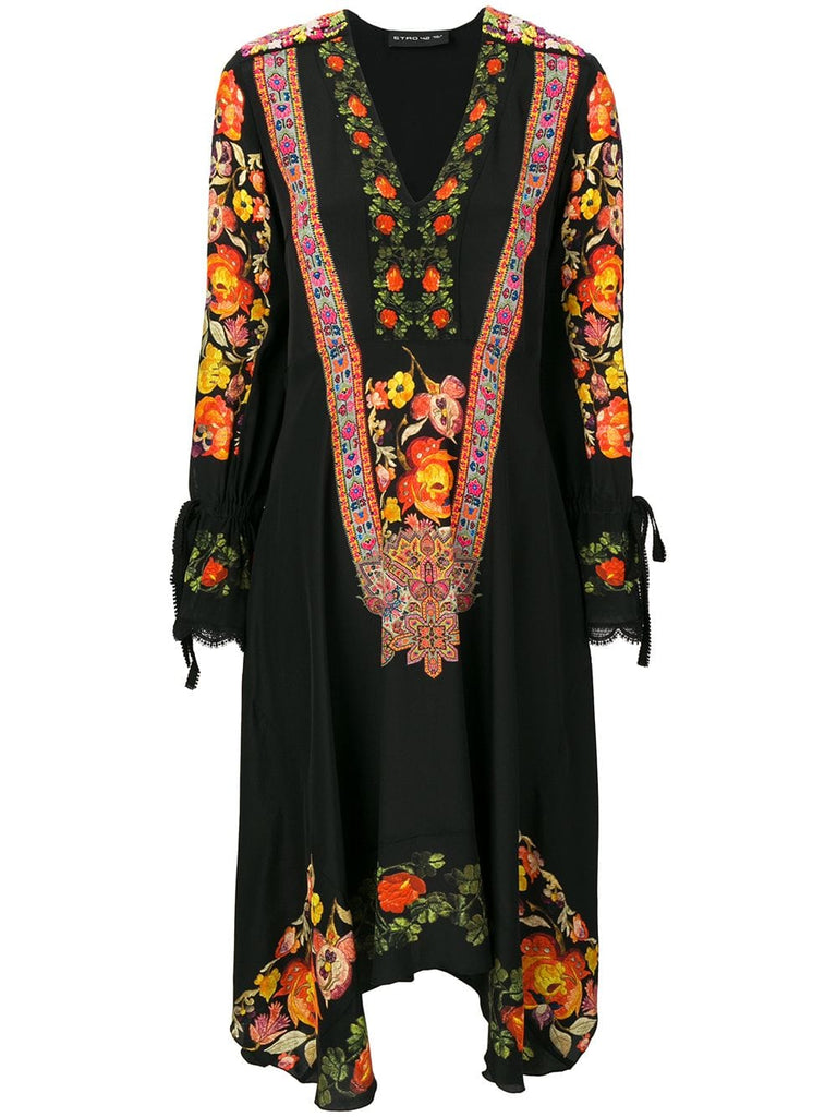 floral embroidered bohemian dress