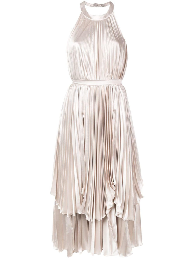 pleated halterneck dress