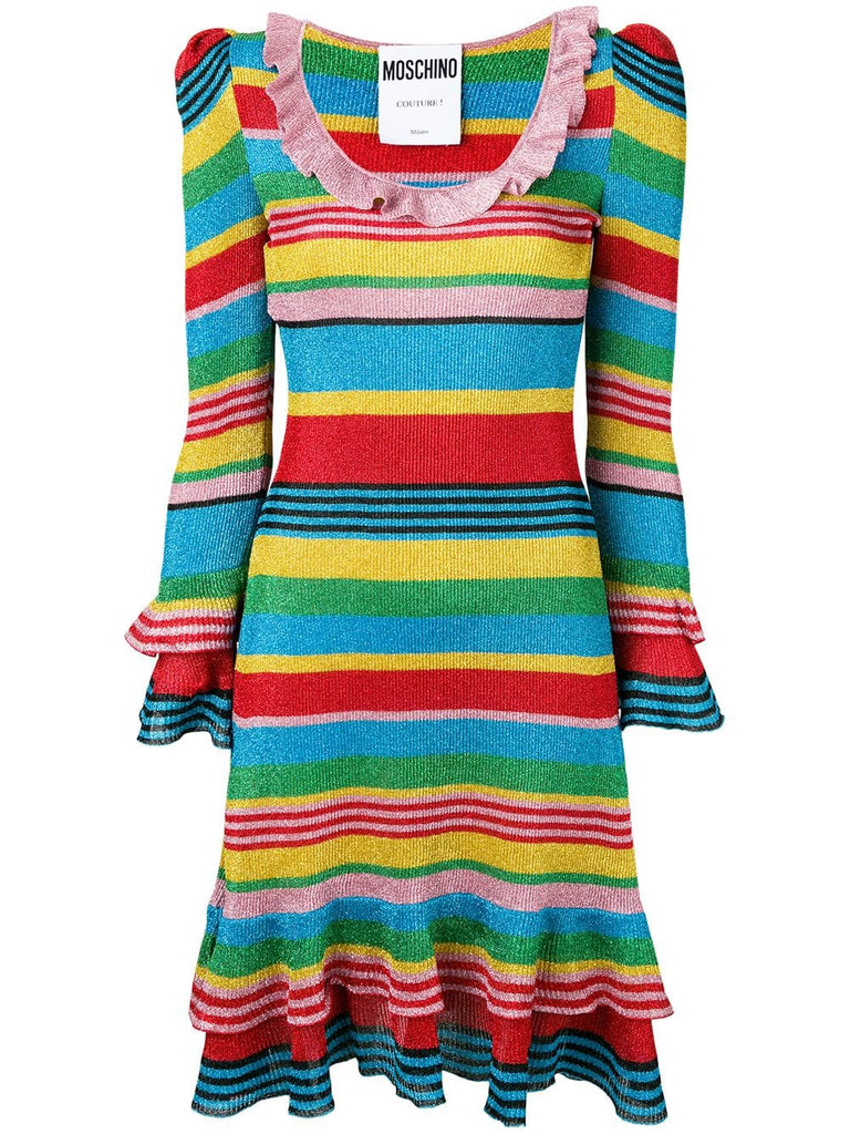 rainbow striped knitted dress