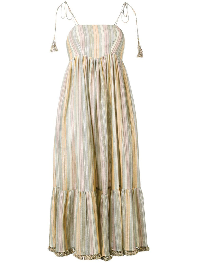 rainbow stripe tassel maxi dress