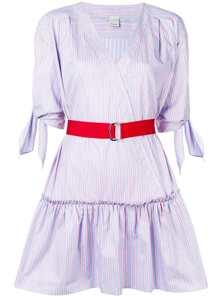 striped belted mini dress