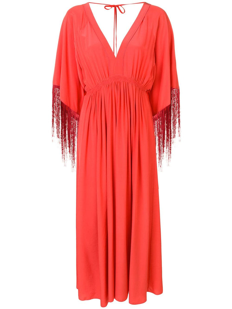 V-neck fringed dress