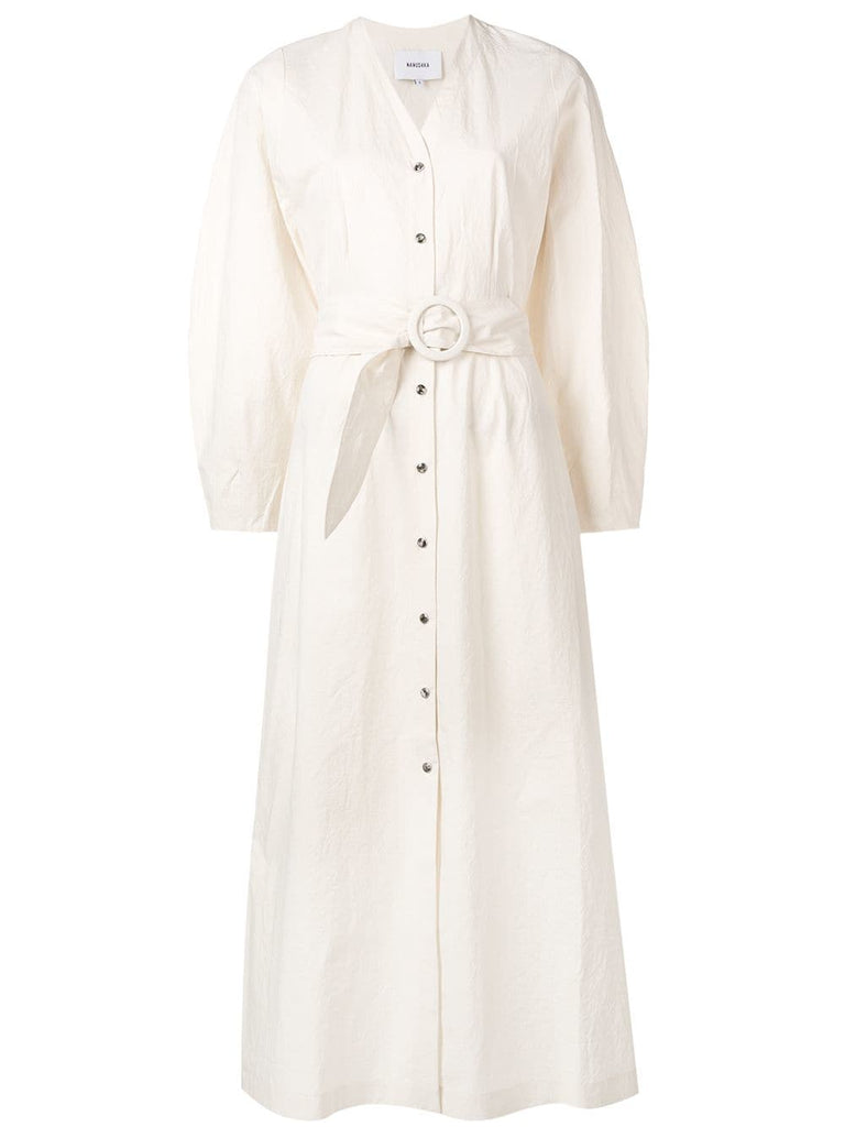 belted midi shirt dress