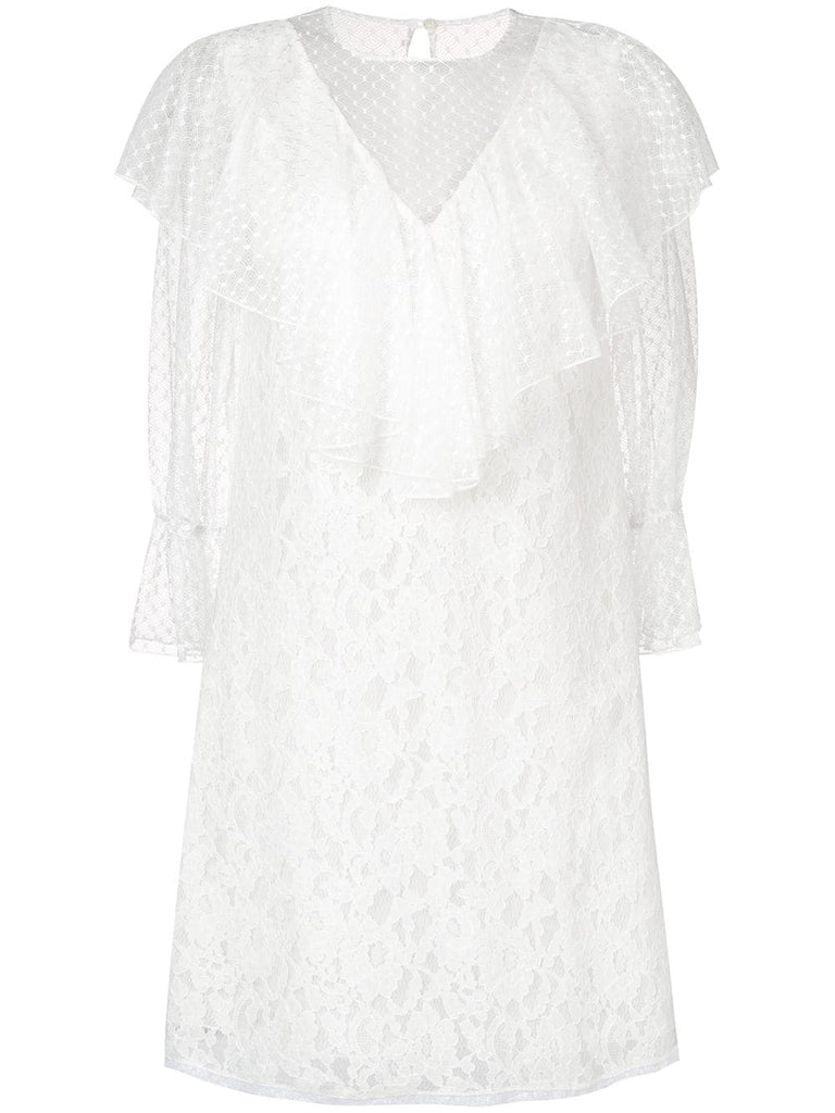 ruffle trim lace dress