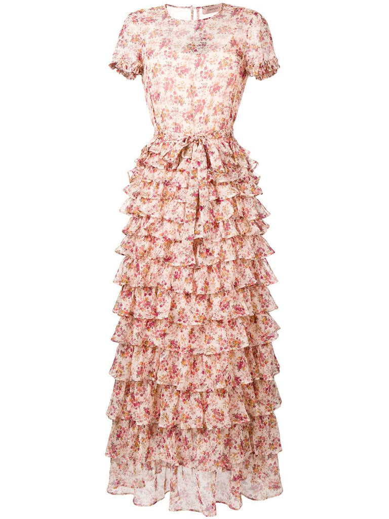 floral ruffle tiered dress