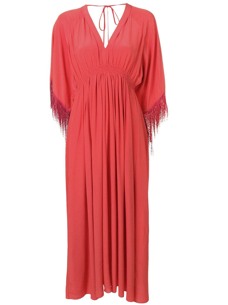 empire line fringe hem dress