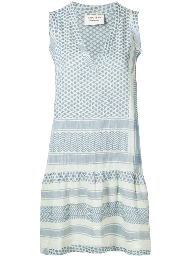 V-neck printed shift dress