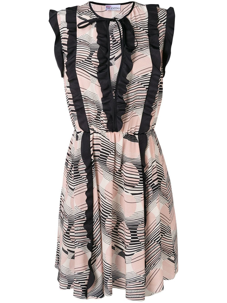 ruffle trim printed dress