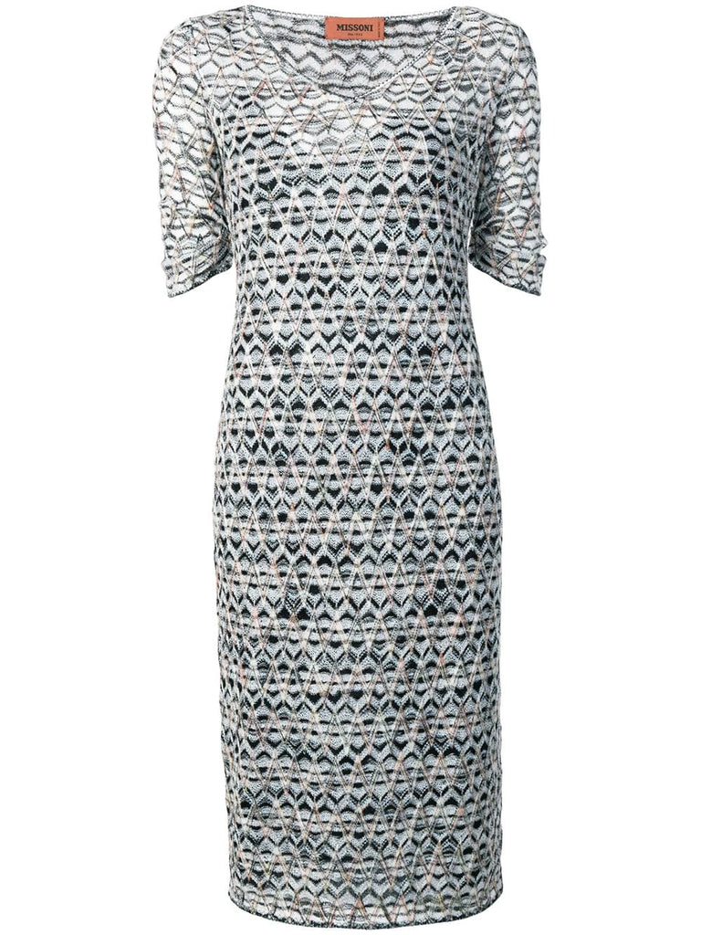 geometric pattern knitted dress