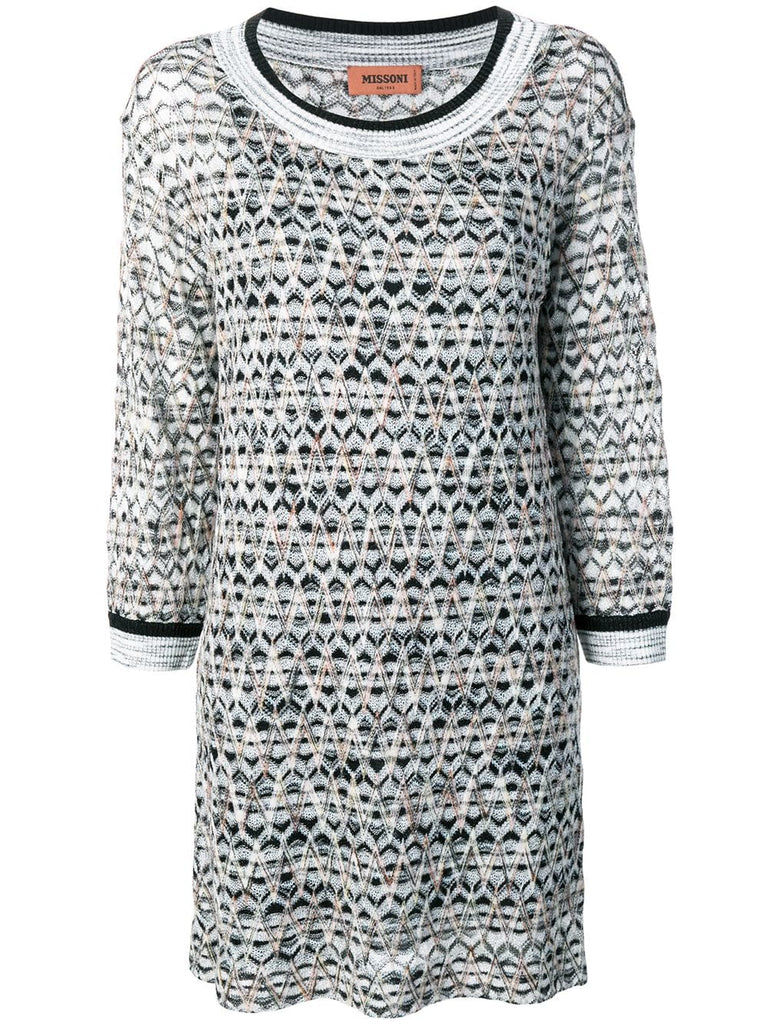 geometric patterned knitted dress