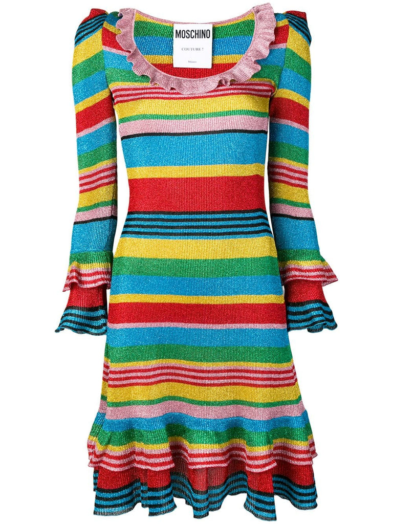 striped ruffle dress