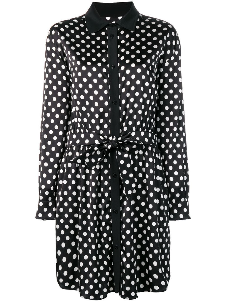 polka dot midi shirt dress