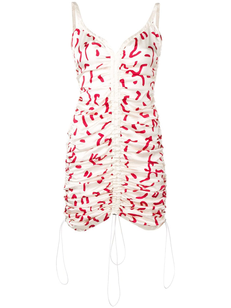 printed ruched mini dress