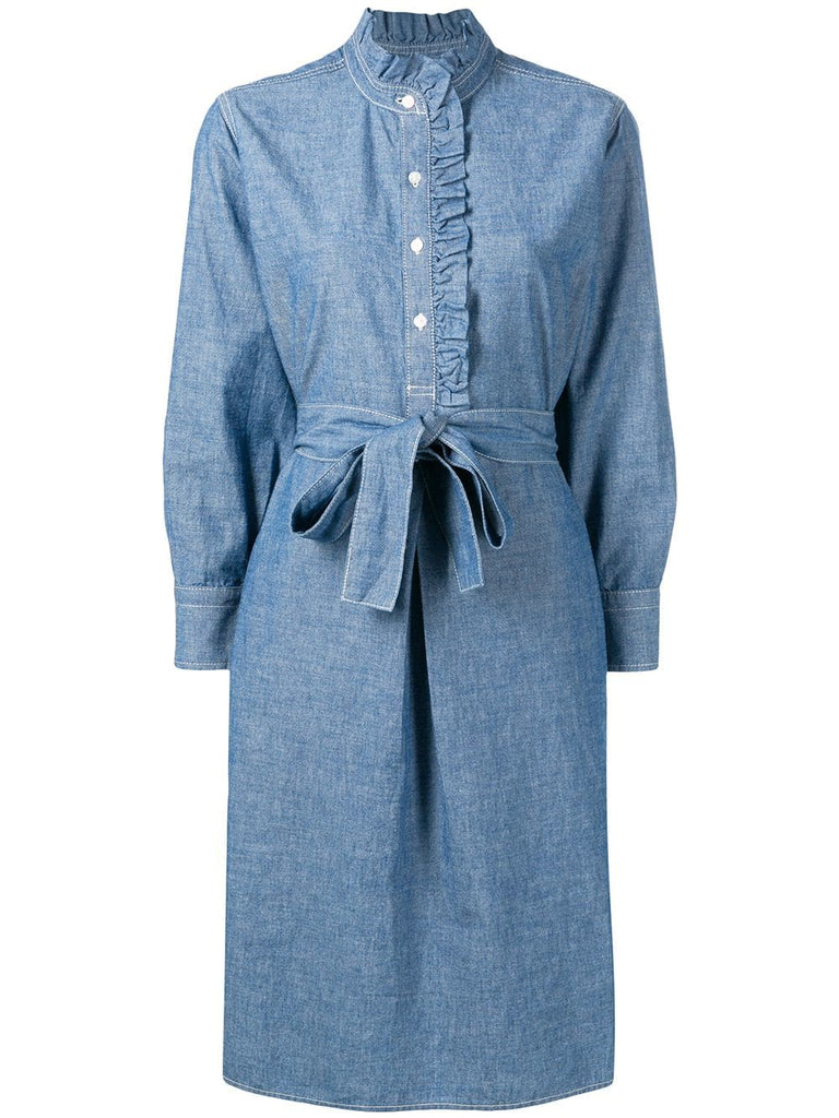 ruffle trim shirt dress