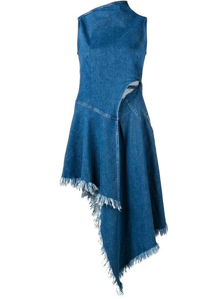 asymmetric denim dress