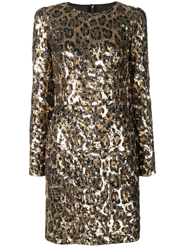 sequined leopard-print mini dress