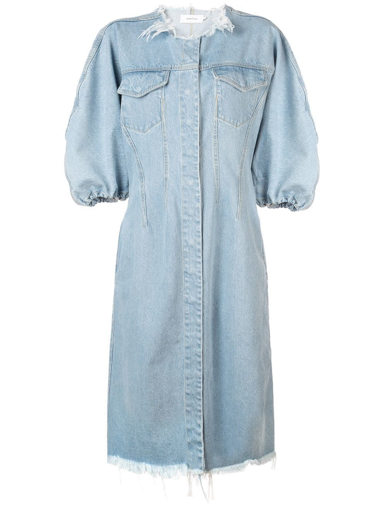 puff sleeve denim dress