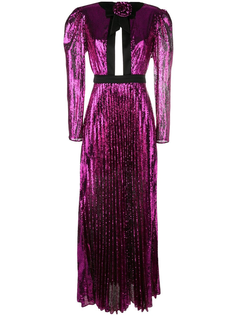 pleated sequin maxi dress