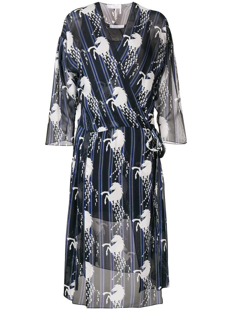 horse print wrap dress