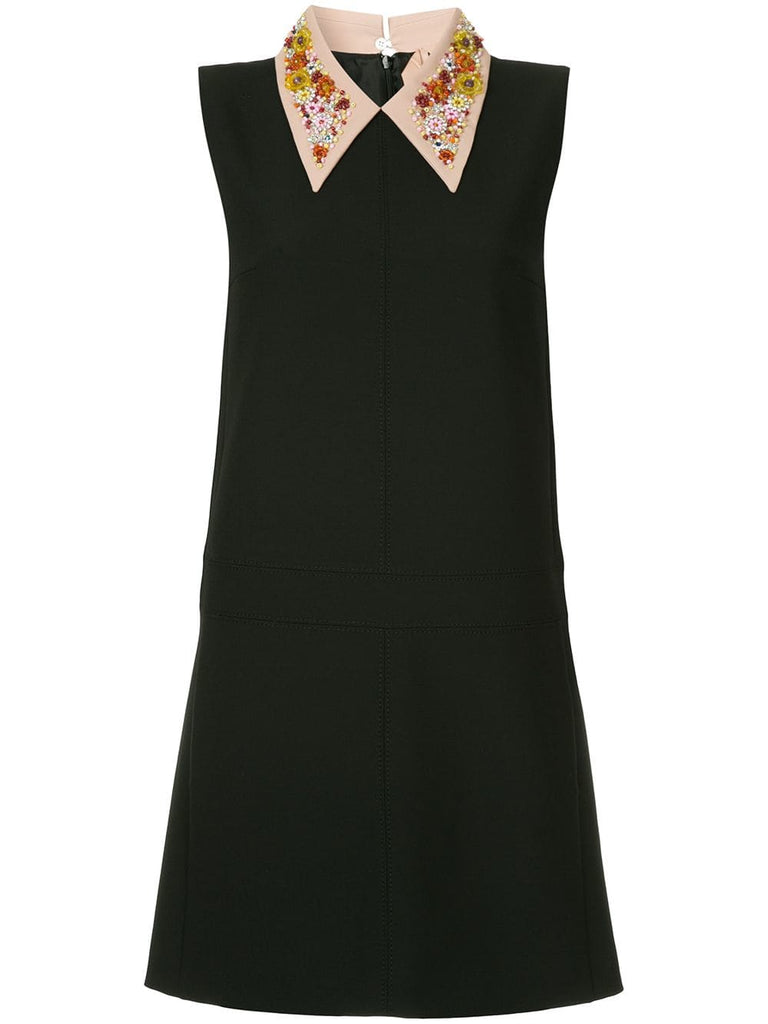 pointed collar shift dress