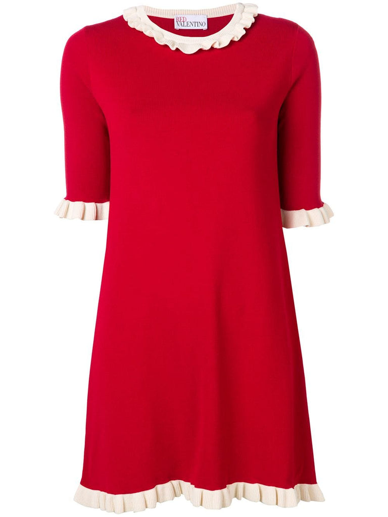 frilled trim knit dress