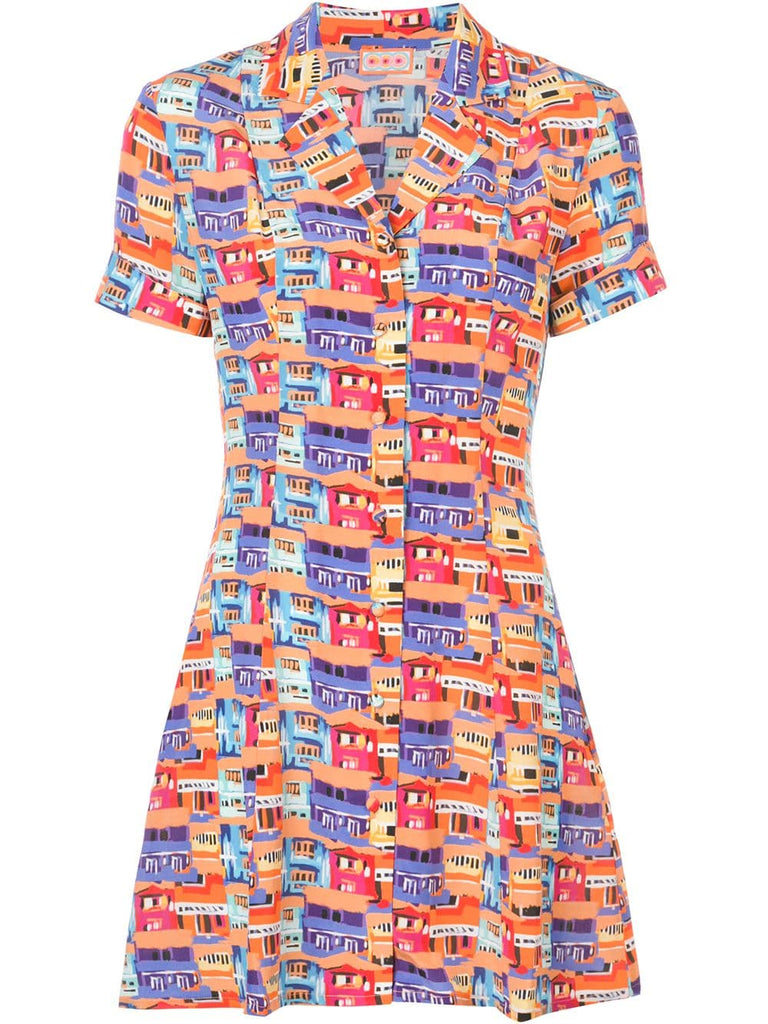 printed mini shirt dress