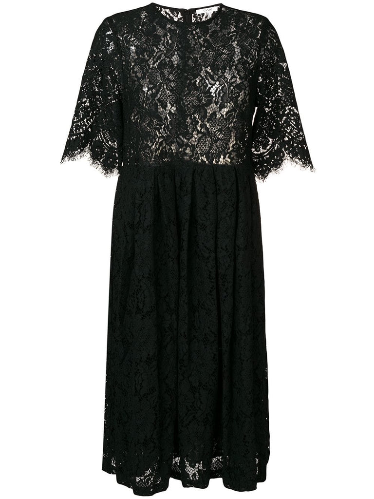 embroidered lace pleated dress