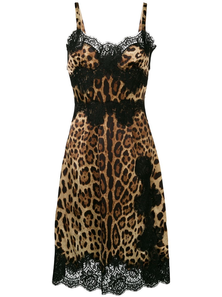 leopard print flared midi dress