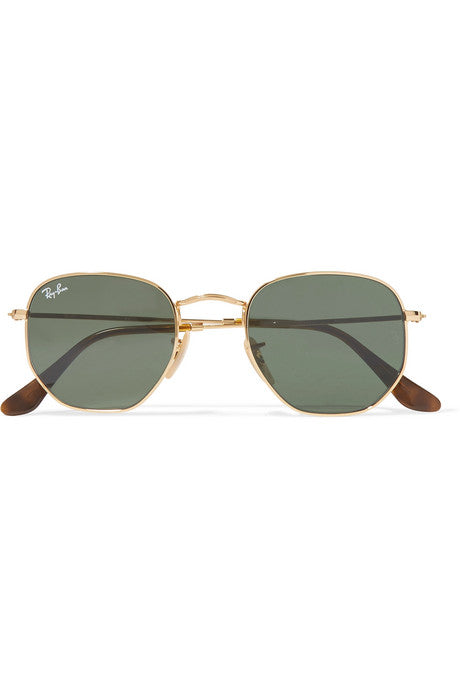 Hexagon-frame gold-tone sunglasses