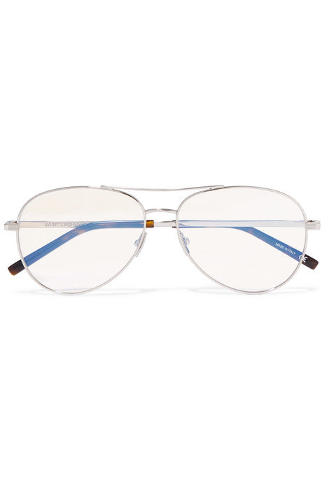 Aviator-style silver-tone optical glasses