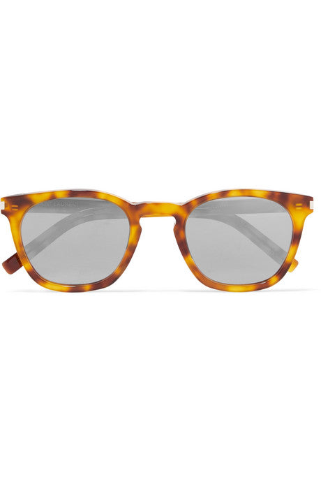 Cat-eye tortoiseshell acetate mirrored sunglasses