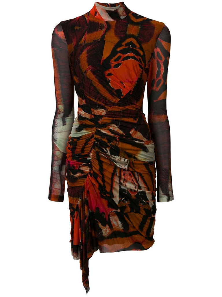 ruched printed dress