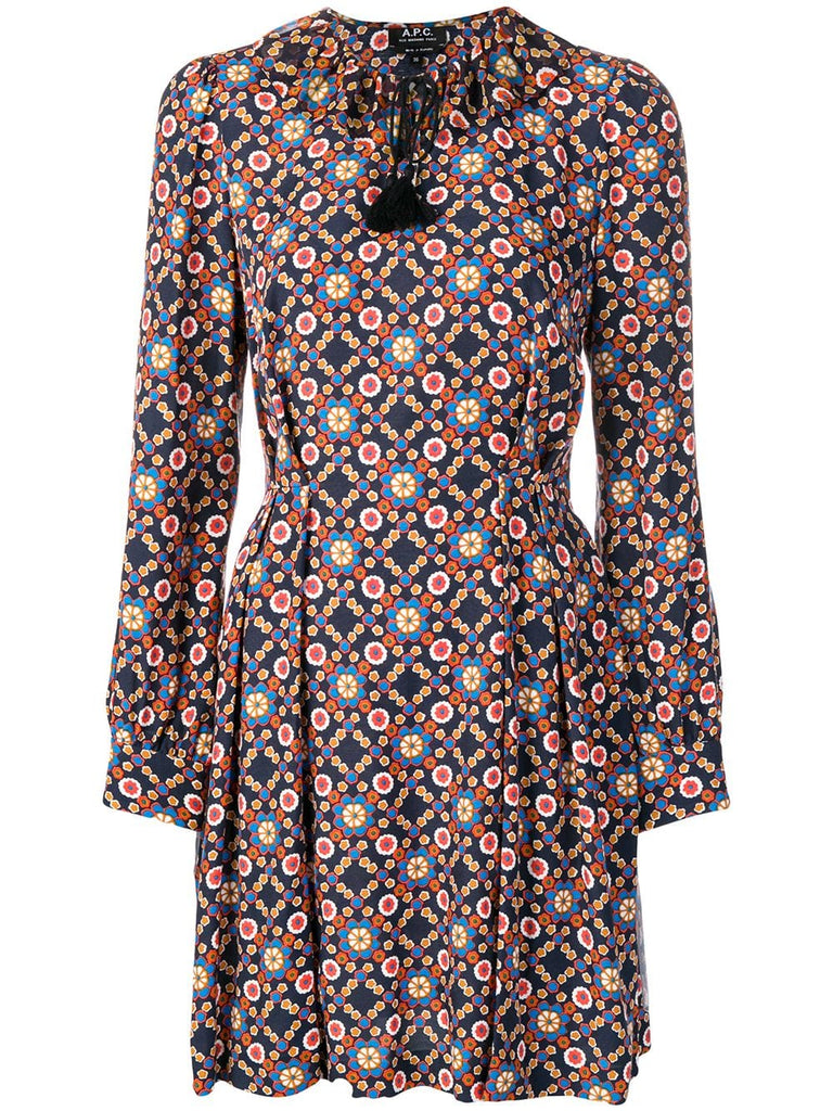 patterned long-sleeved dress