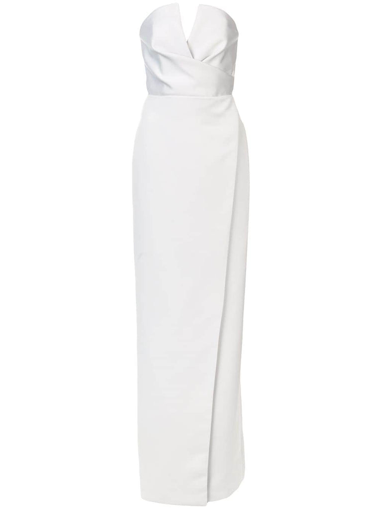 strapless flared maxi dress