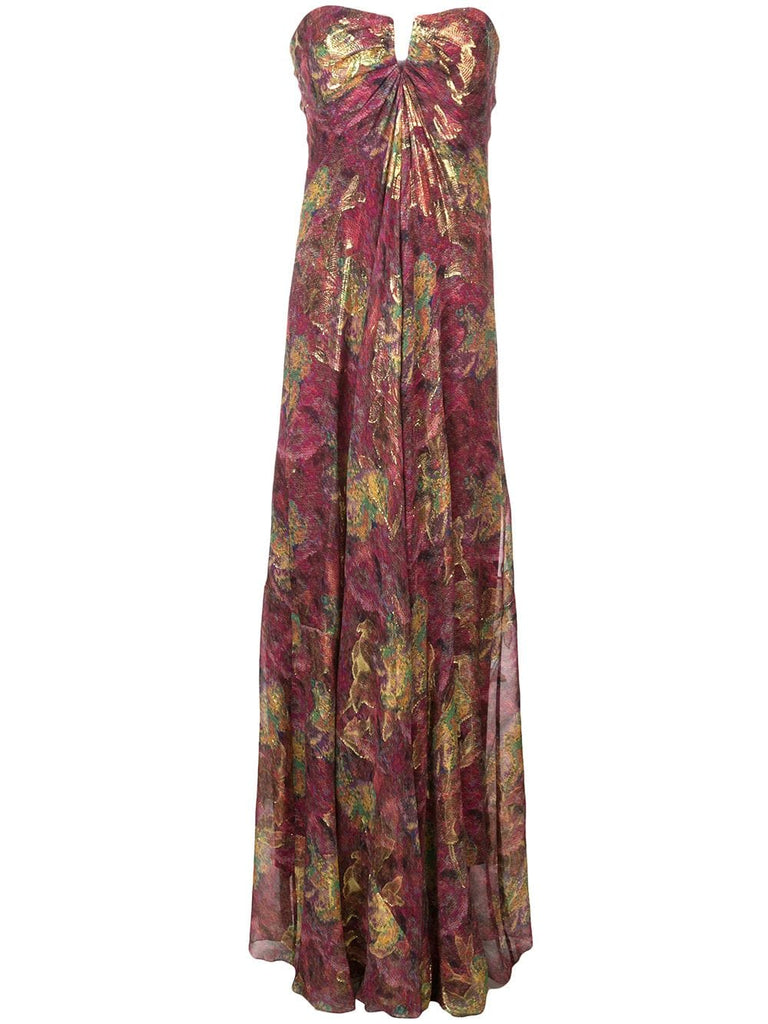 embroidered strapless maxi dress