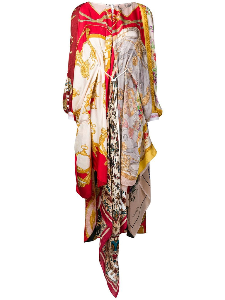 asymmetric printed scarf dress