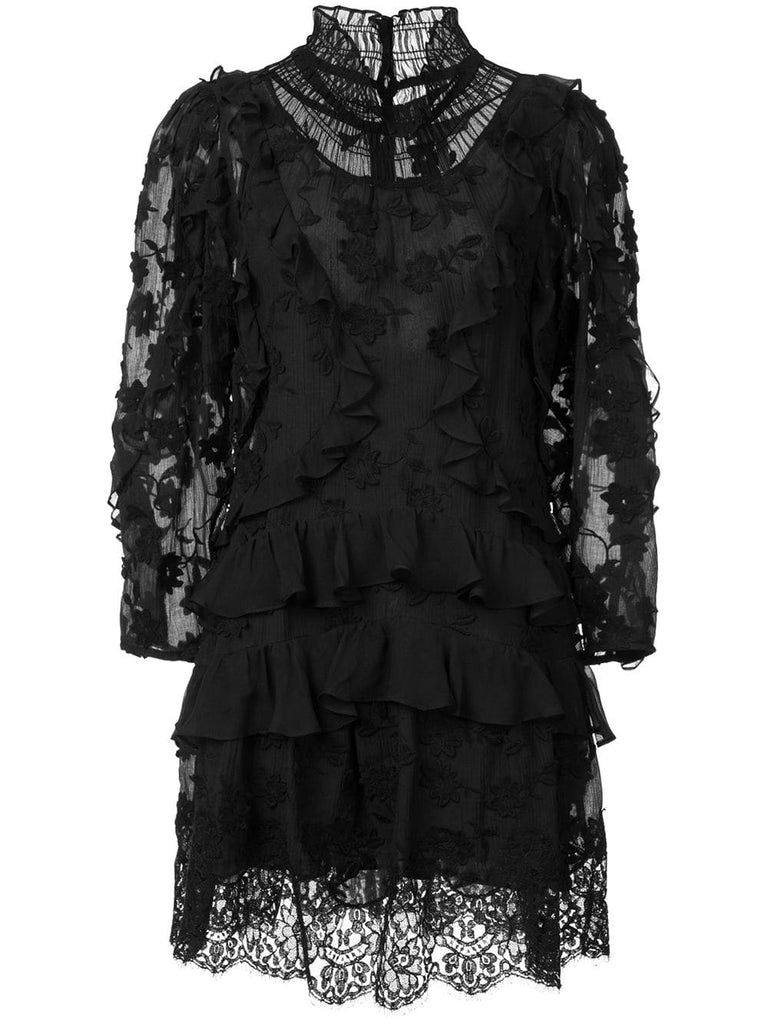 ruffle long-sleeve dress