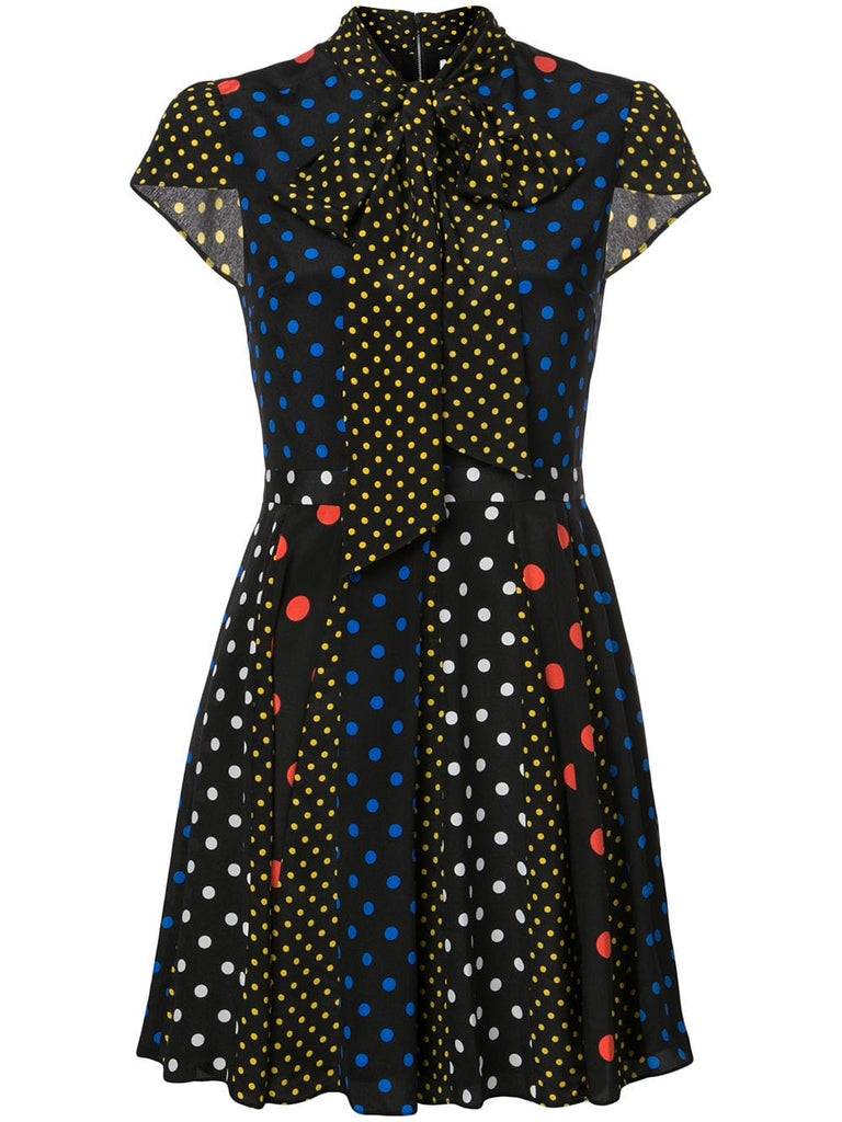 polka-dot flared dress