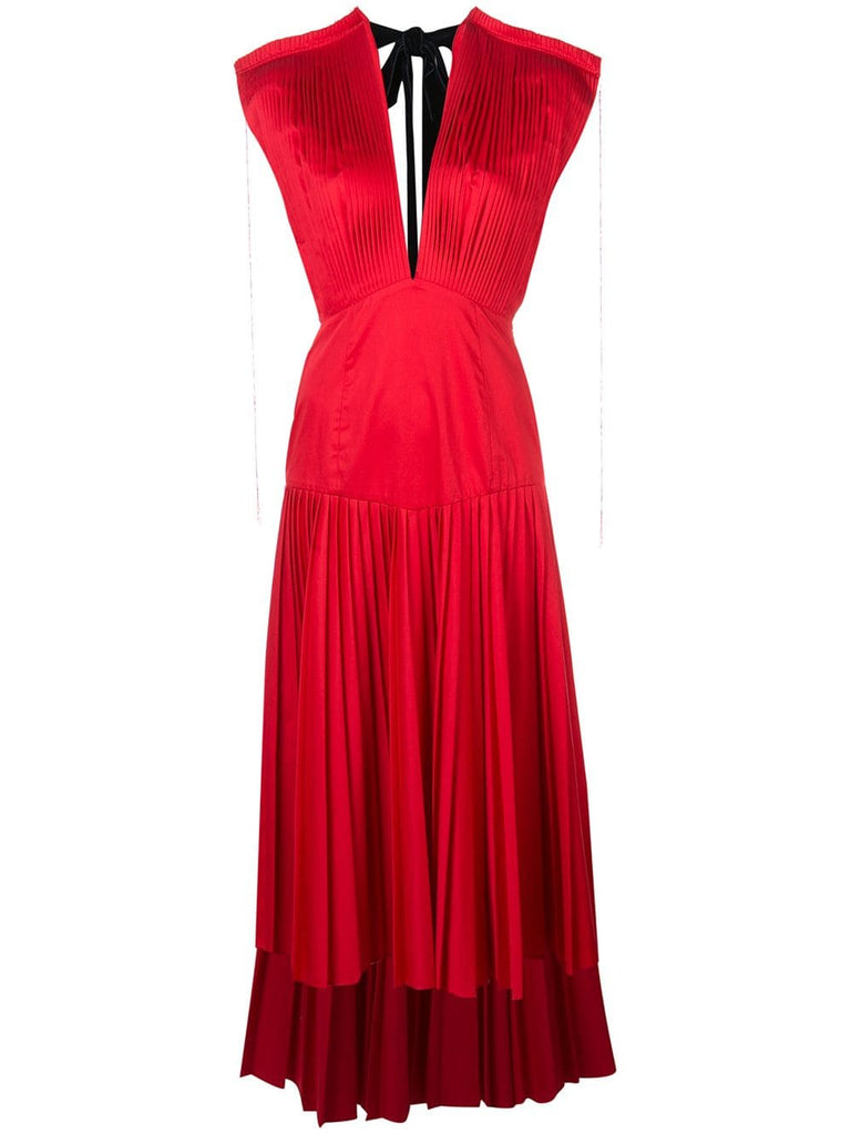 V neck pleated dress