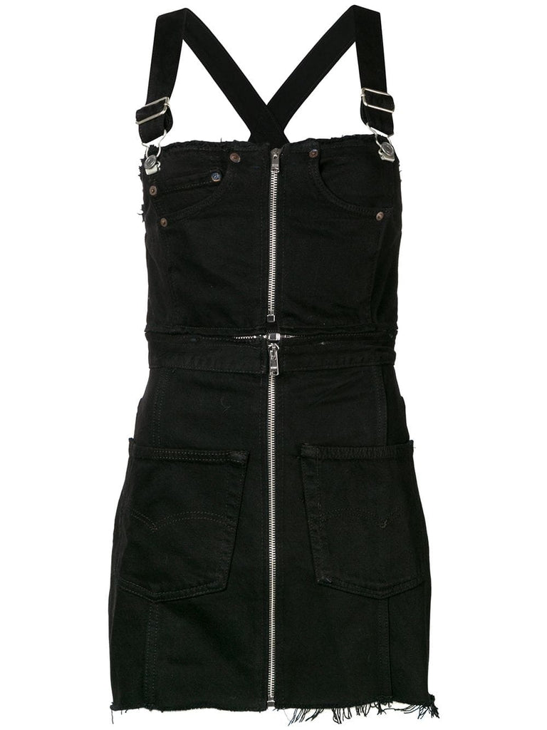 zipped denim dunagaree dress