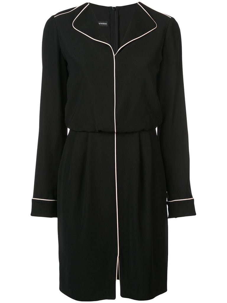 piped trim shirt dress