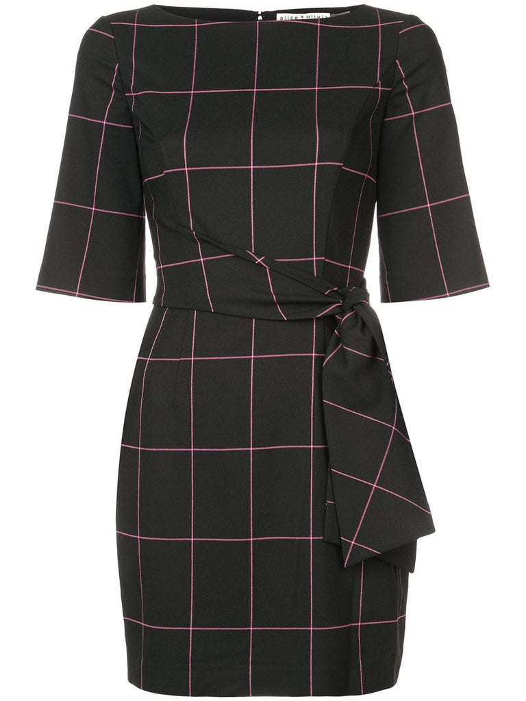 grid patterned midi dress