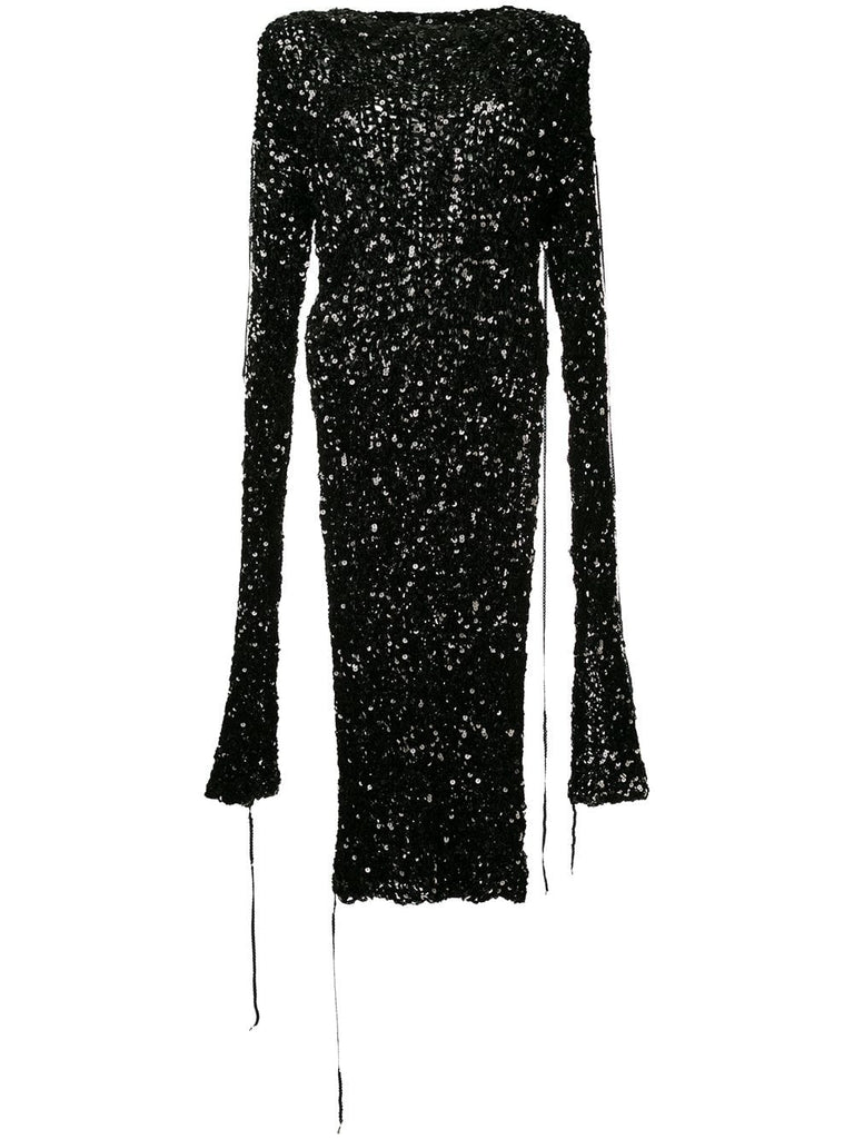 sequinned slit sleeve dress