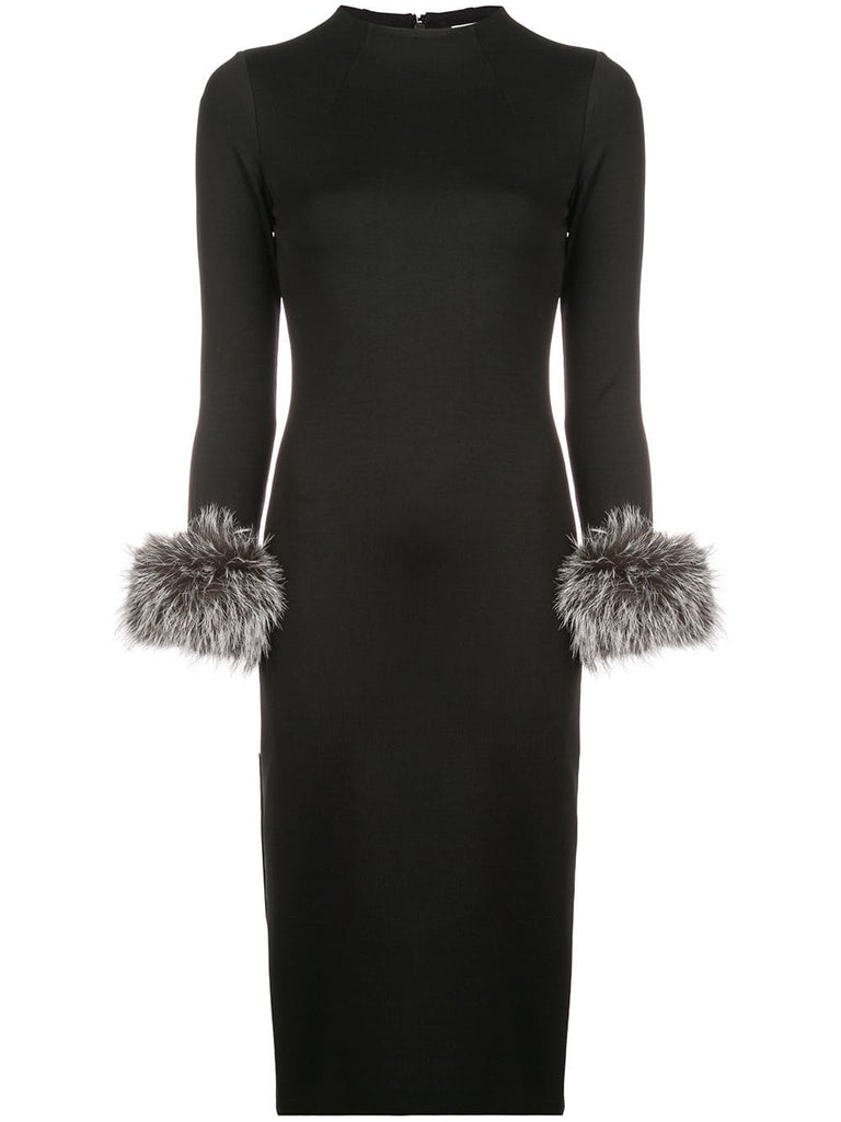 Delora fur cuff midi dress