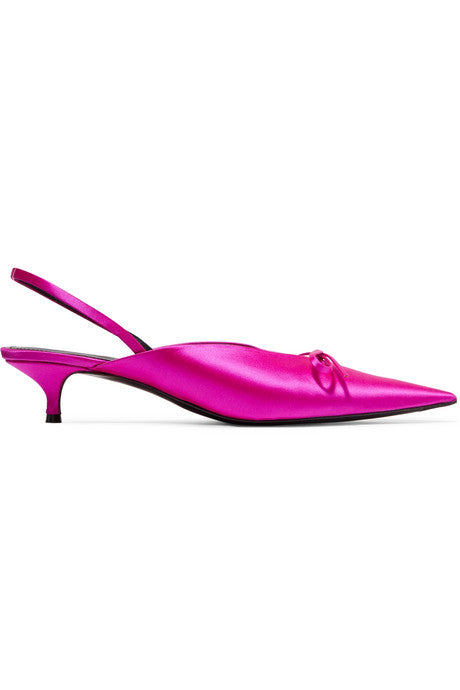 Knife satin slingback pumps