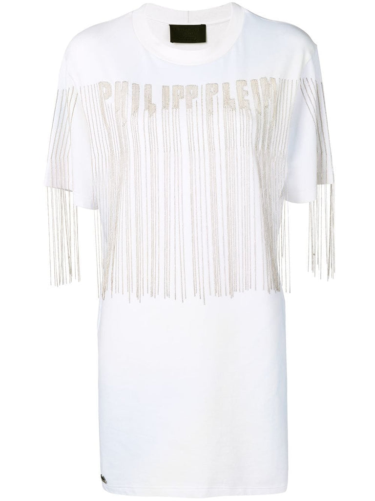 beaded logo T-shirt dress