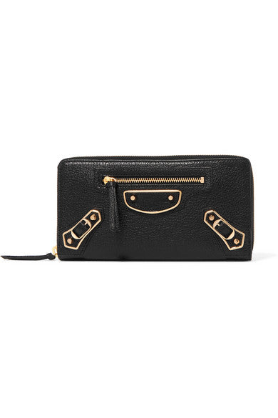 Metallic Edge textured-leather continental wallet