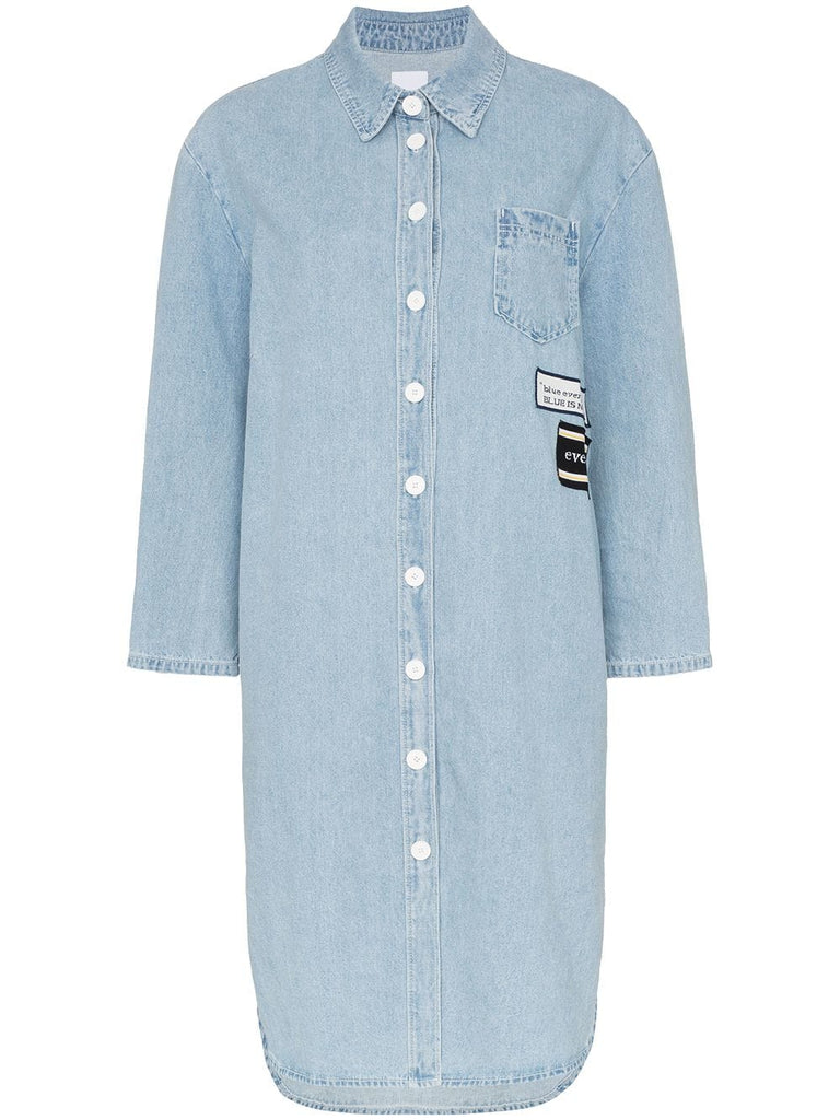 button detail denim shirt dress